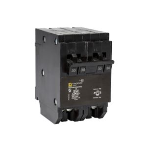 HOMT230230 Square D Quad Tandem Mini Circuit Breaker, Homeline, 2 X 2 Pole At 30A, 120/240 VAC, 10 Ka Air, Plug In Mount